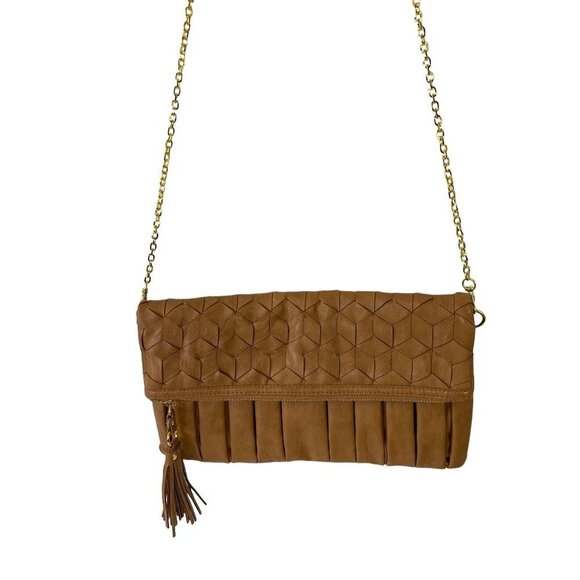 Urban Expressions Handbags - Urban Expressions Women's Brown Foldable Clutch Purse With Strap